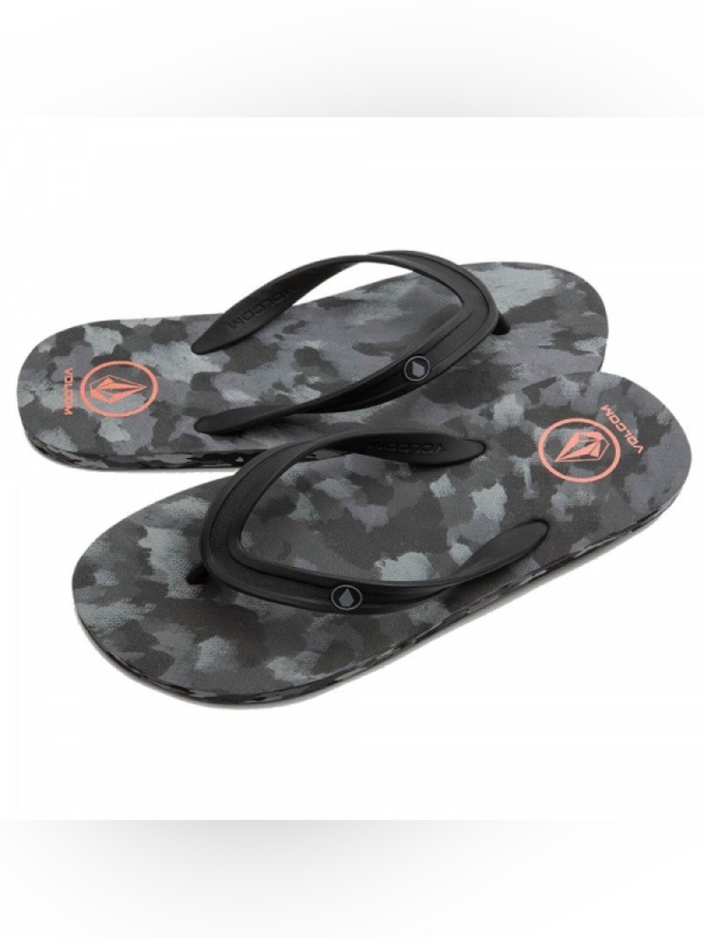 VOLCOM Sandals Rocker 2 Youth Medium Black Camo Flip Flops